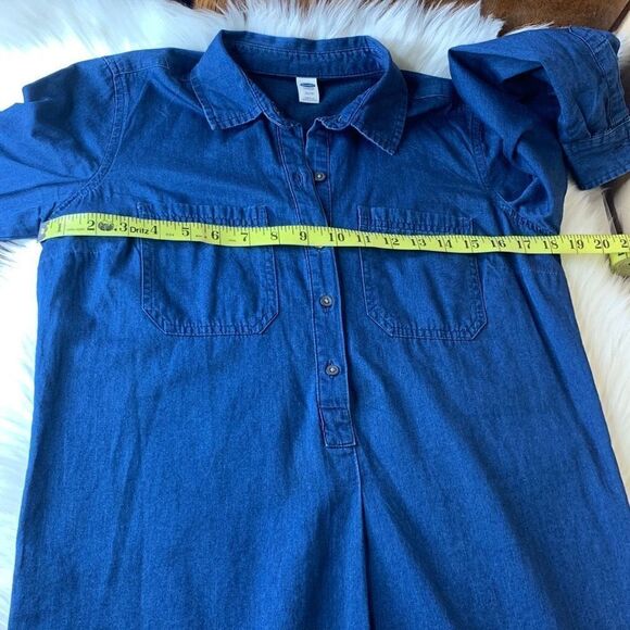 Old Navy Dark Navy Wash Chambray Long Sleeve Shirt Dress 100% Cotton Size XS - Picture 9 of 10